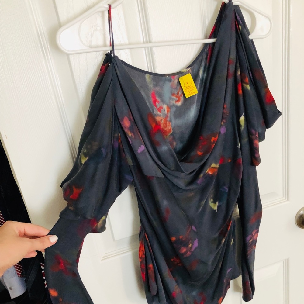 Catherine Malandrino silk off the shoulder blouse